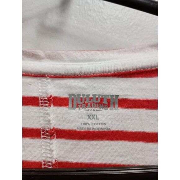 Duluth Trading Co Womens T-Shirt Size 2XL Red White Striped V-Neck Short Sleeve - Picture 2 of 6